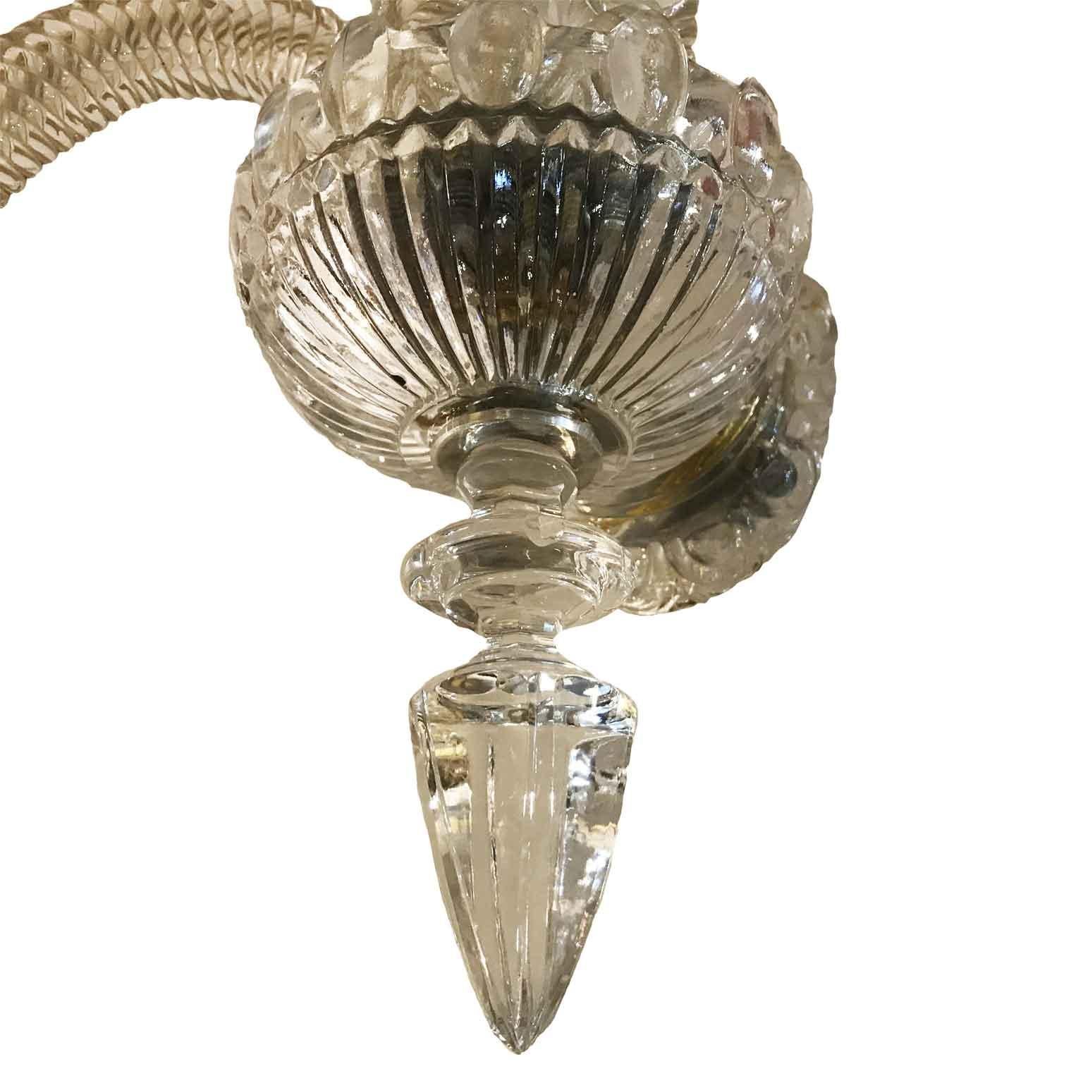 Metal Pair of Italian Venetian Glass and Crystal Sconces 20th Century 