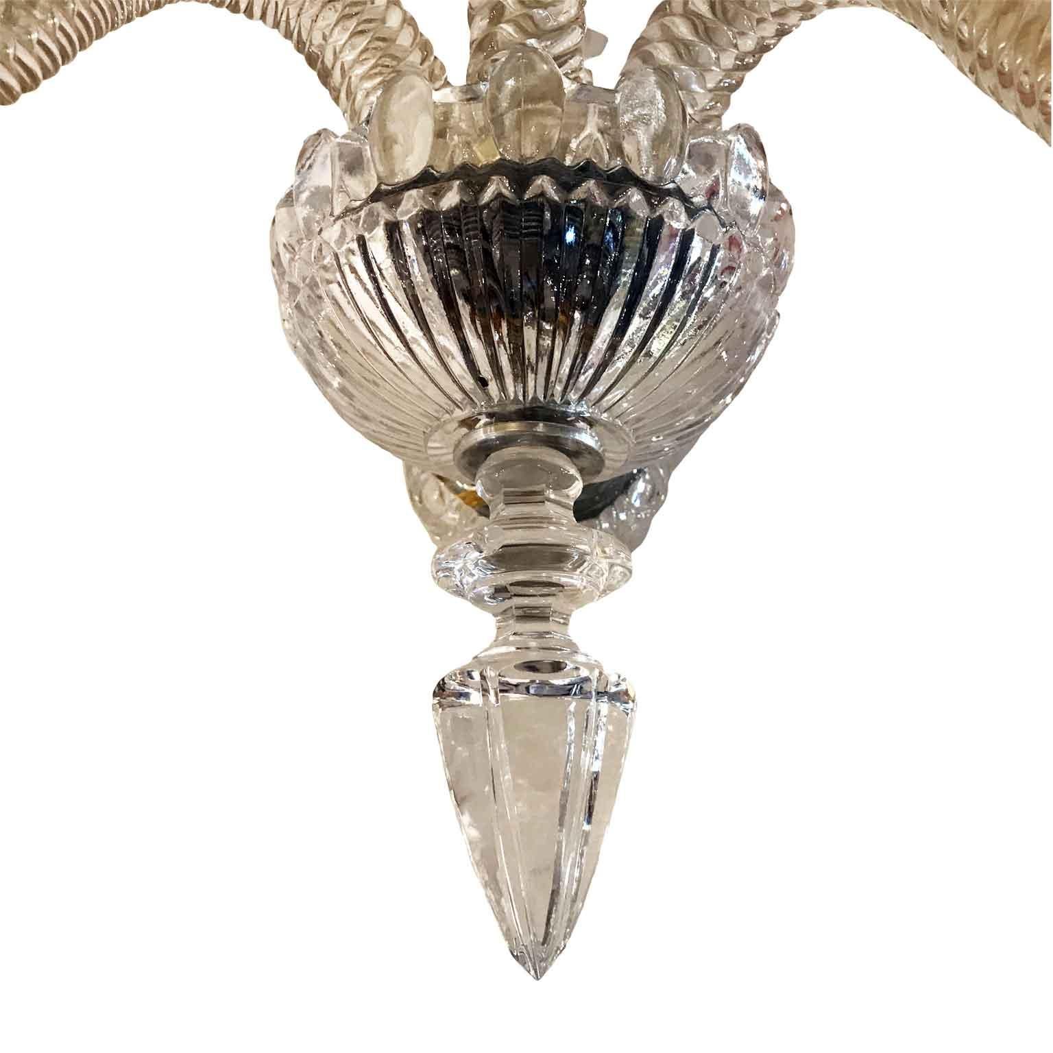 Pair of Italian Venetian Glass and Crystal Sconces 20th Century  2