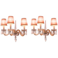 Pair of Italian Venetian Glass and Crystal Sconces 20th Century 