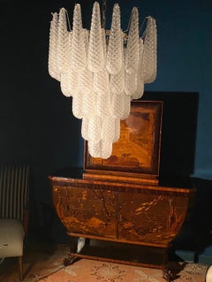 Pair of Italian Murano Glass Drop  Chandelier  1970s