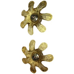 Pair of Italian Murano Glass Flower Sconces by Mazzega