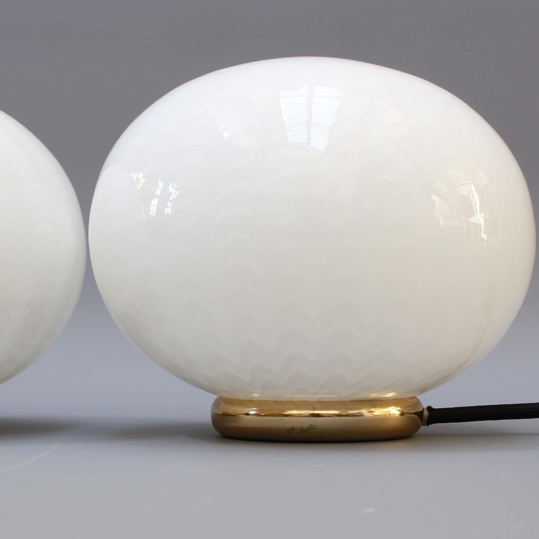 Pair of Italian Murano Glass Globe Table Lamps, circa 1970s 1
