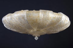 Italian Murano Glass Gold Leaves Modern Flush Mount or Ceiling Light