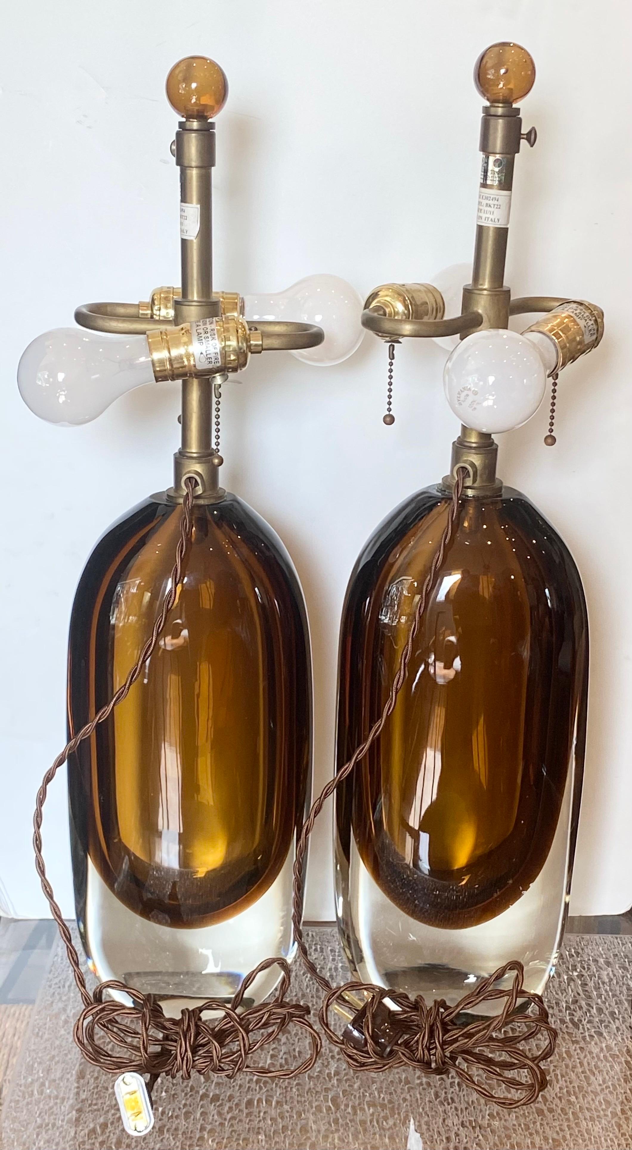 Pair of Italian Murano Glass Lamps For Sale 3