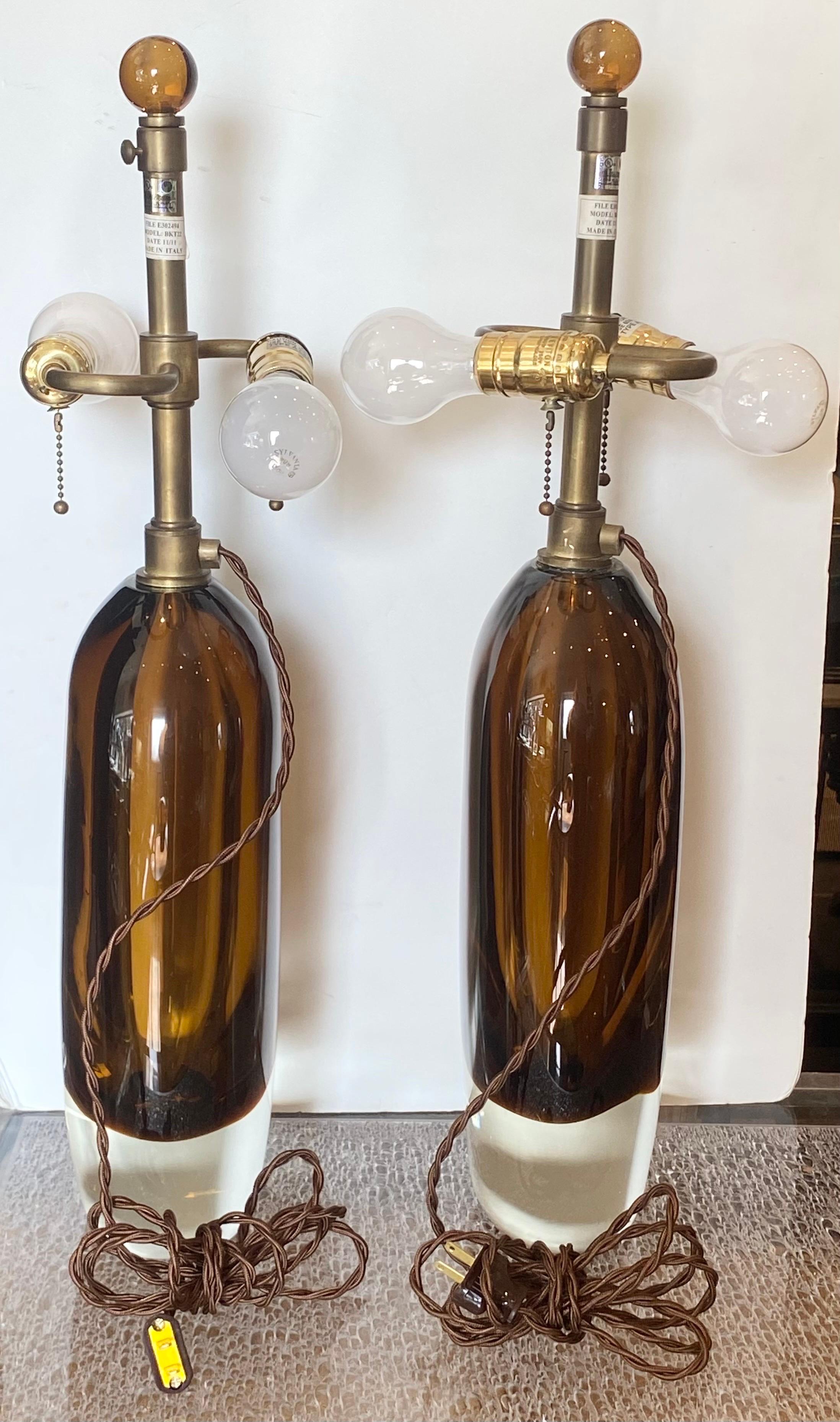 Pair of Italian Murano Glass Lamps For Sale 5
