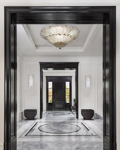 Pair of Italian Murano Glass Leave Flush Mount Chandelier