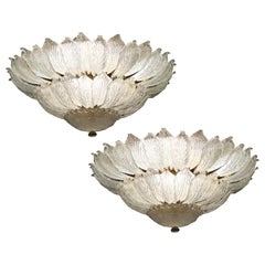 Pair of Italian Murano Glass Leave Flush Mount Chandelier