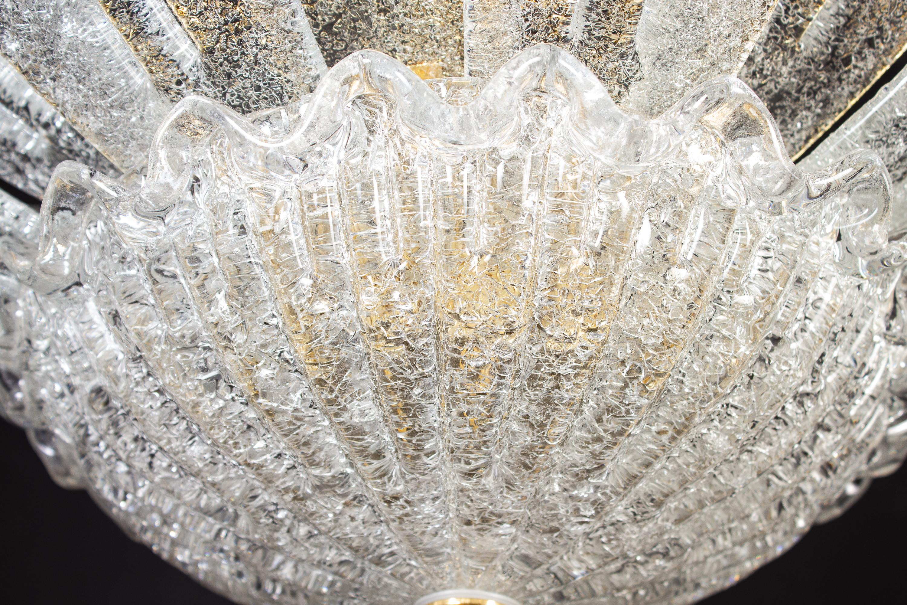 Pair of Italian Murano Glass Leave Flushmount or Ceiling Lights 4