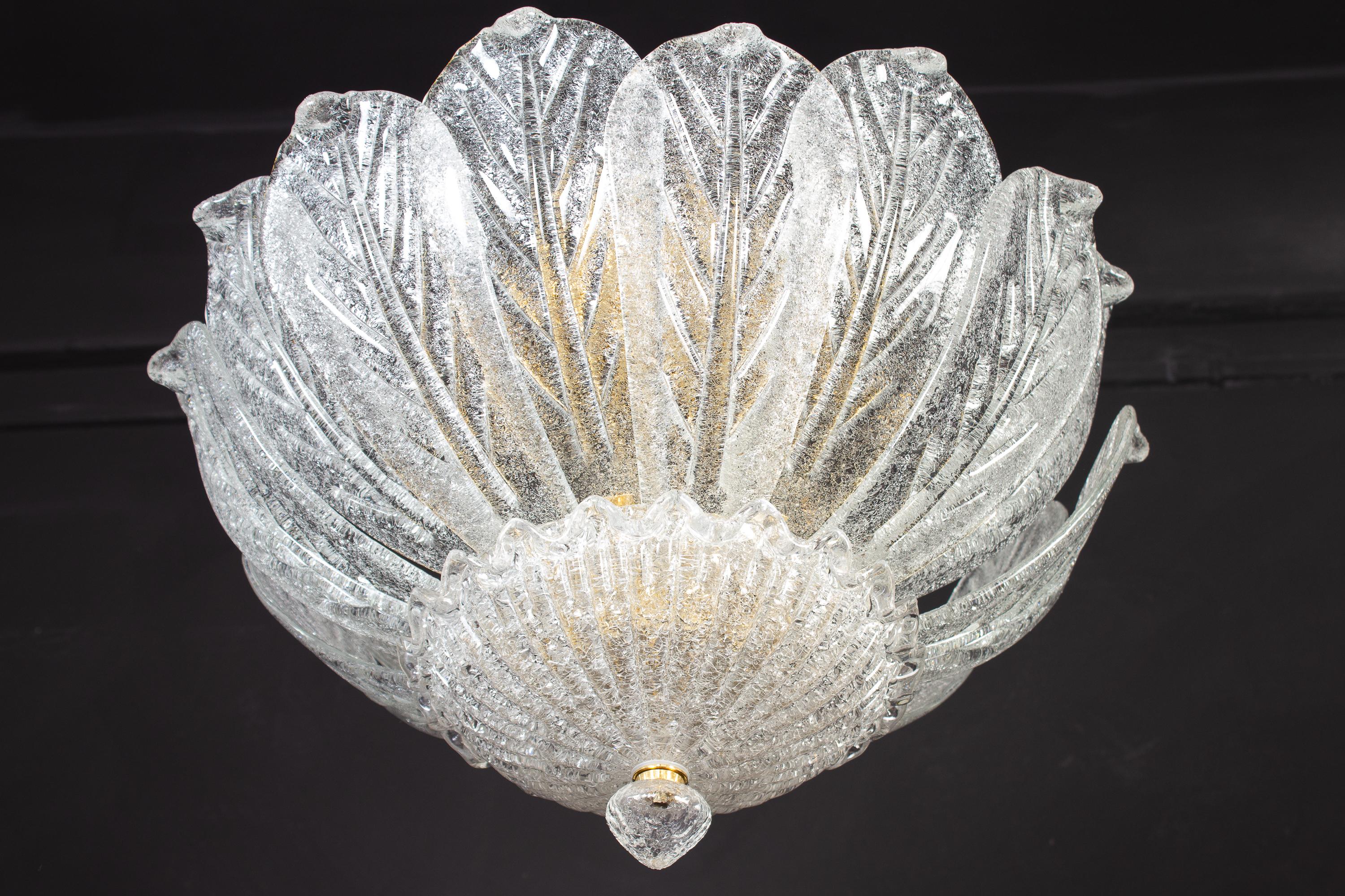 Pair of Italian Murano Glass Leave Flushmount or Ceiling Lights 6