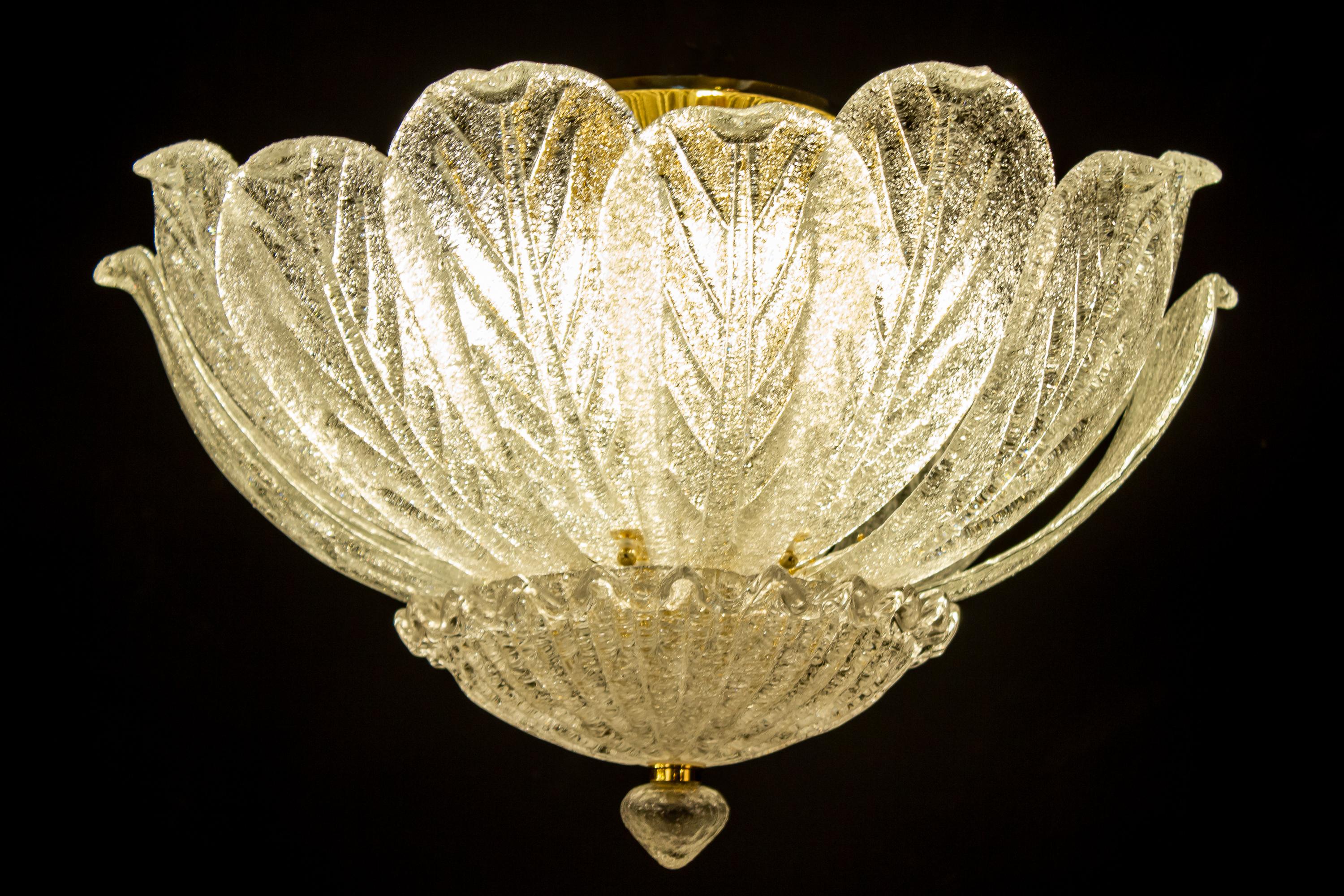 Pair of Italian Murano Glass Leave Flushmount or Ceiling Lights 7