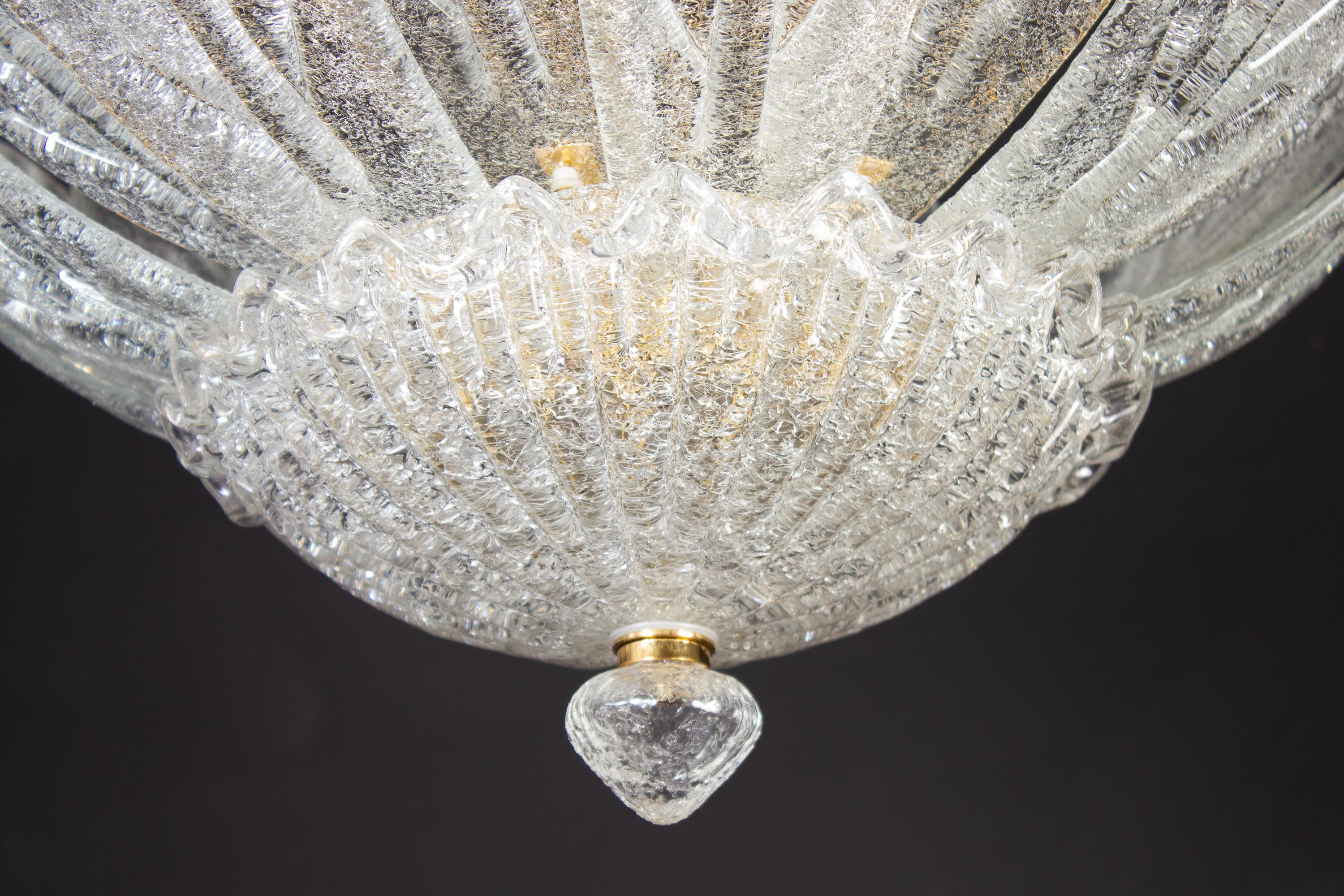 Modern Pair of Italian Murano Glass Leave Flushmount or Ceiling Lights