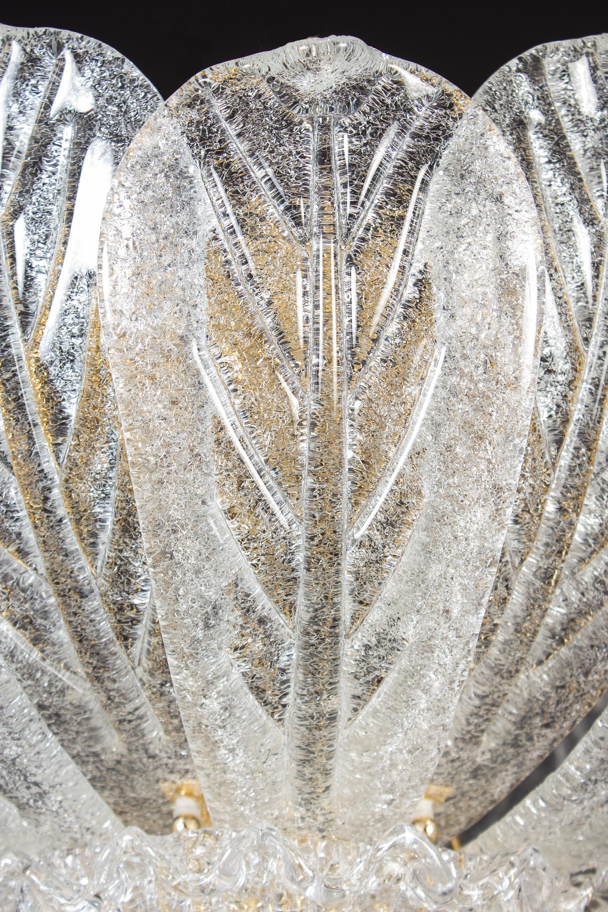 20th Century Pair of Italian Murano Glass Leave Flushmount or Ceiling Lights