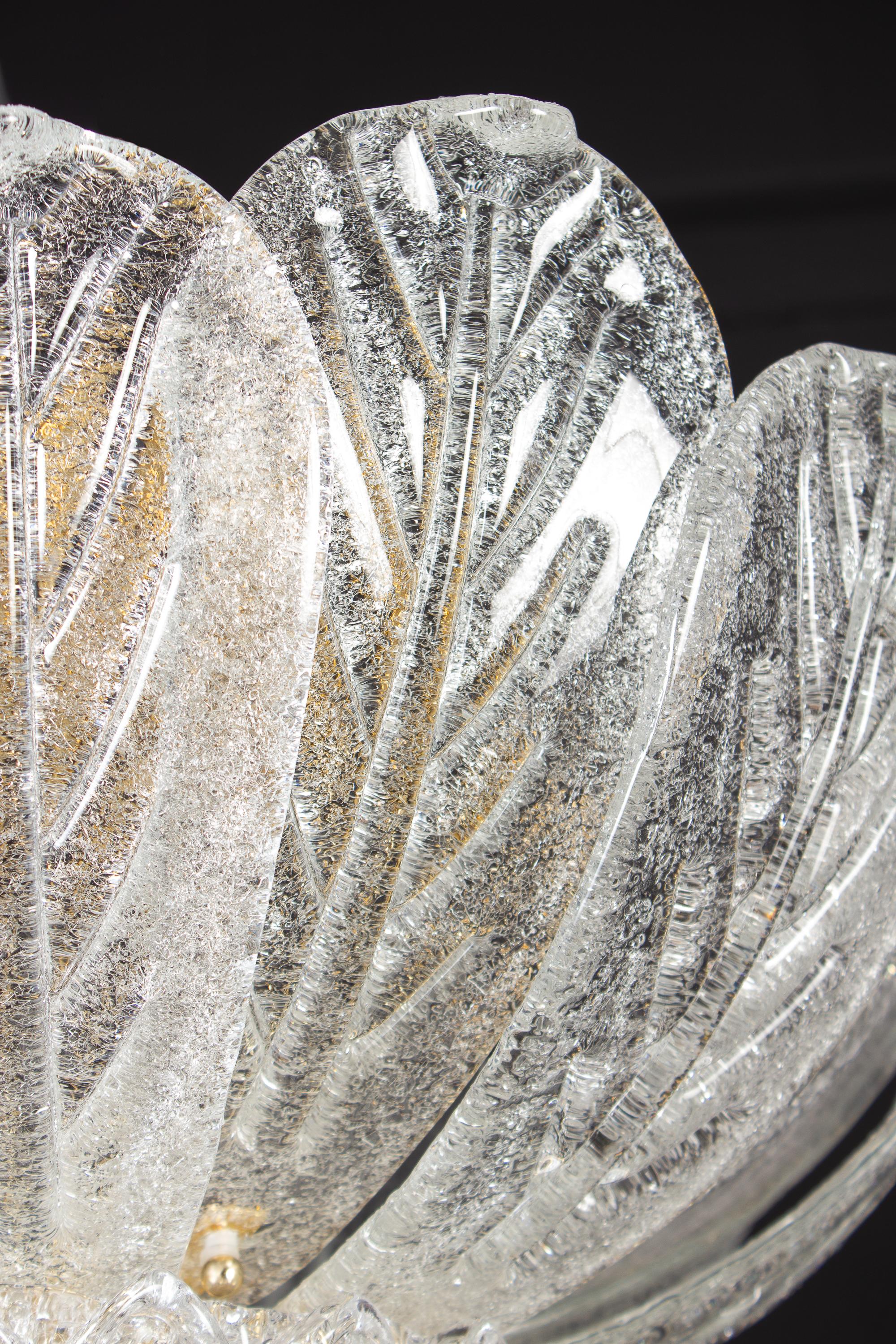 Pair of Italian Murano Glass Leave Flushmount or Ceiling Lights 1
