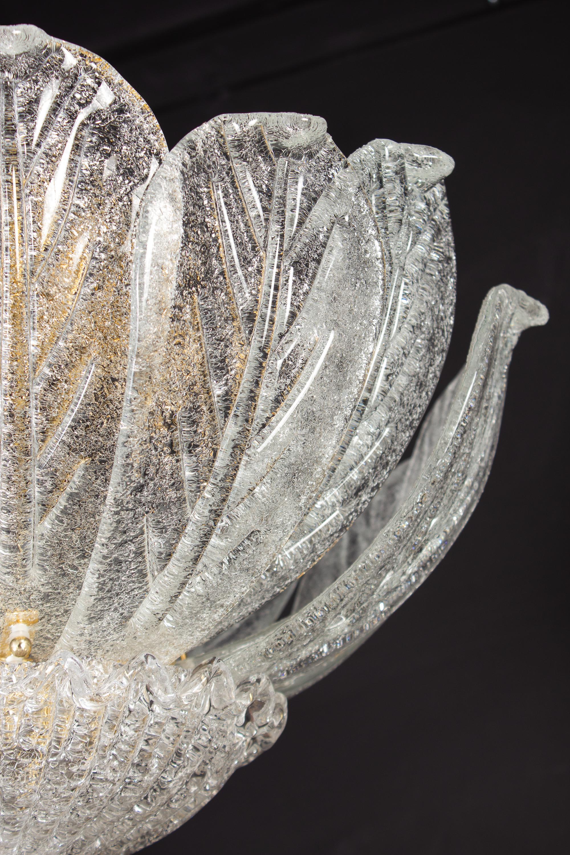 Pair of Italian Murano Glass Leave Flushmount or Ceiling Lights 2