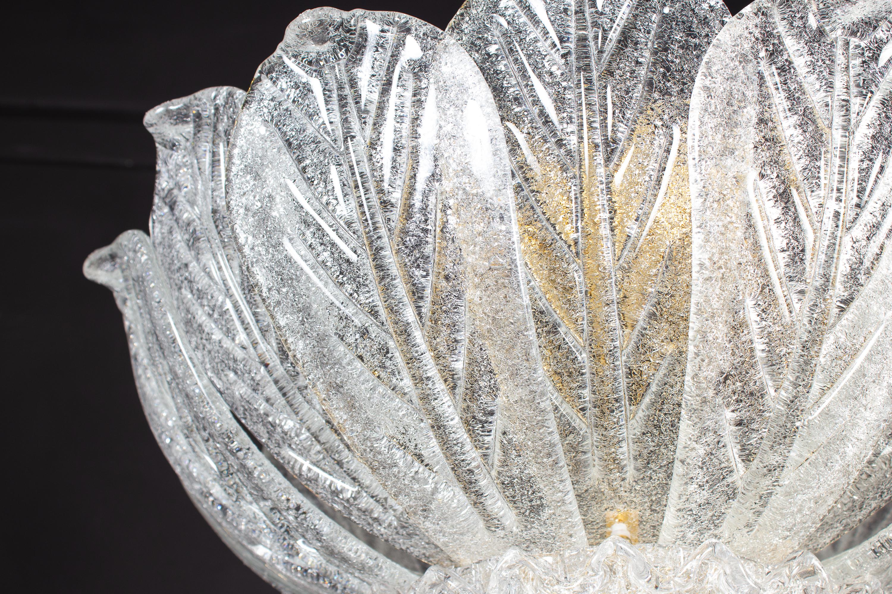 Pair of Italian Murano Glass Leave Flushmount or Ceiling Lights 3