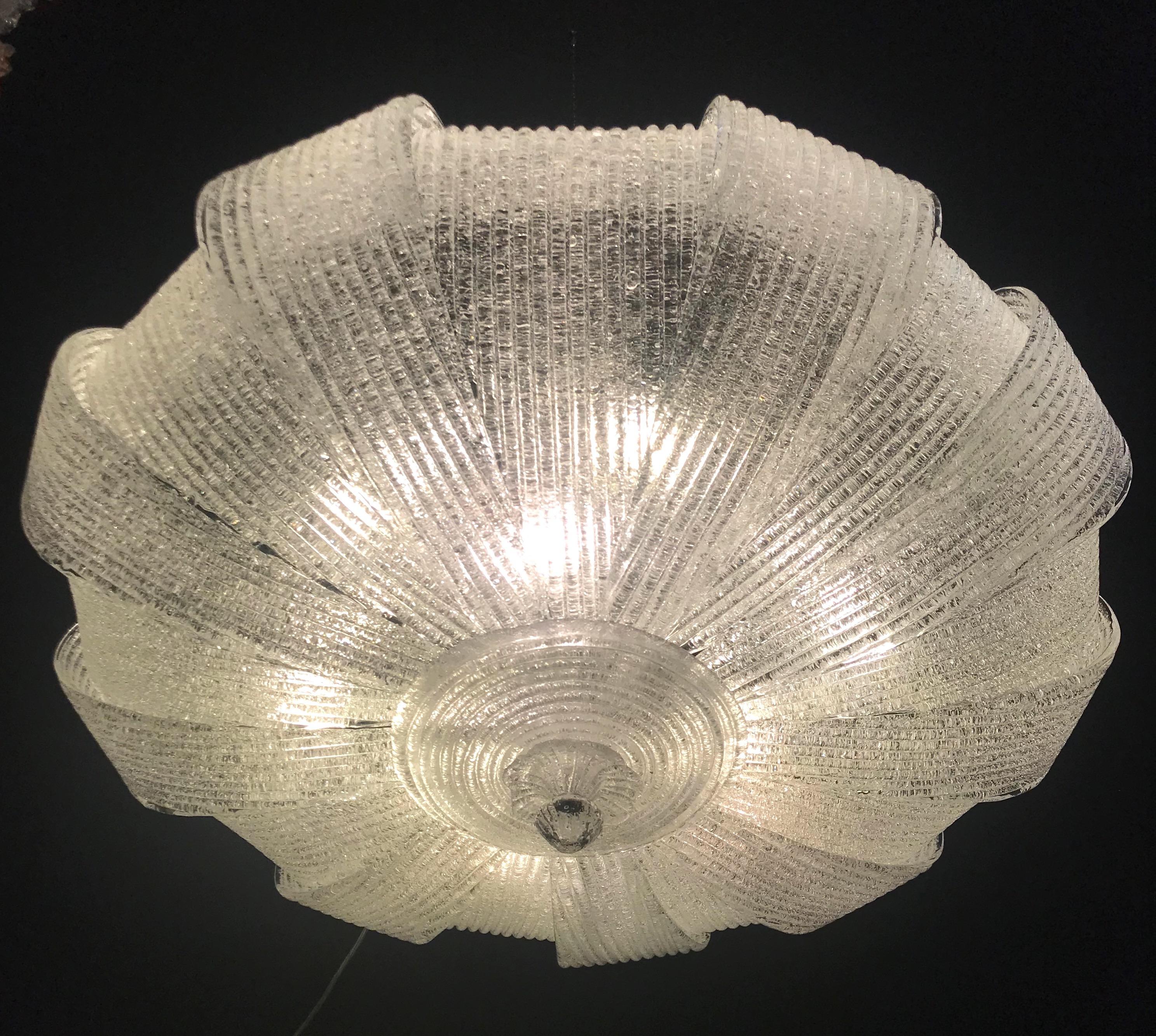 Pair of Italian Murano Glass Leaves Modern Flush Mount or Ceiling Light 5