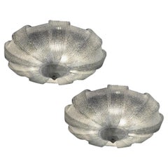 Pair of Italian Murano Glass Leaves Modern Flush Mount or Ceiling Light