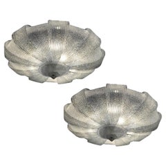 Pair of Italian Murano Glass Leaves Modern Flush Mount or Ceiling Light