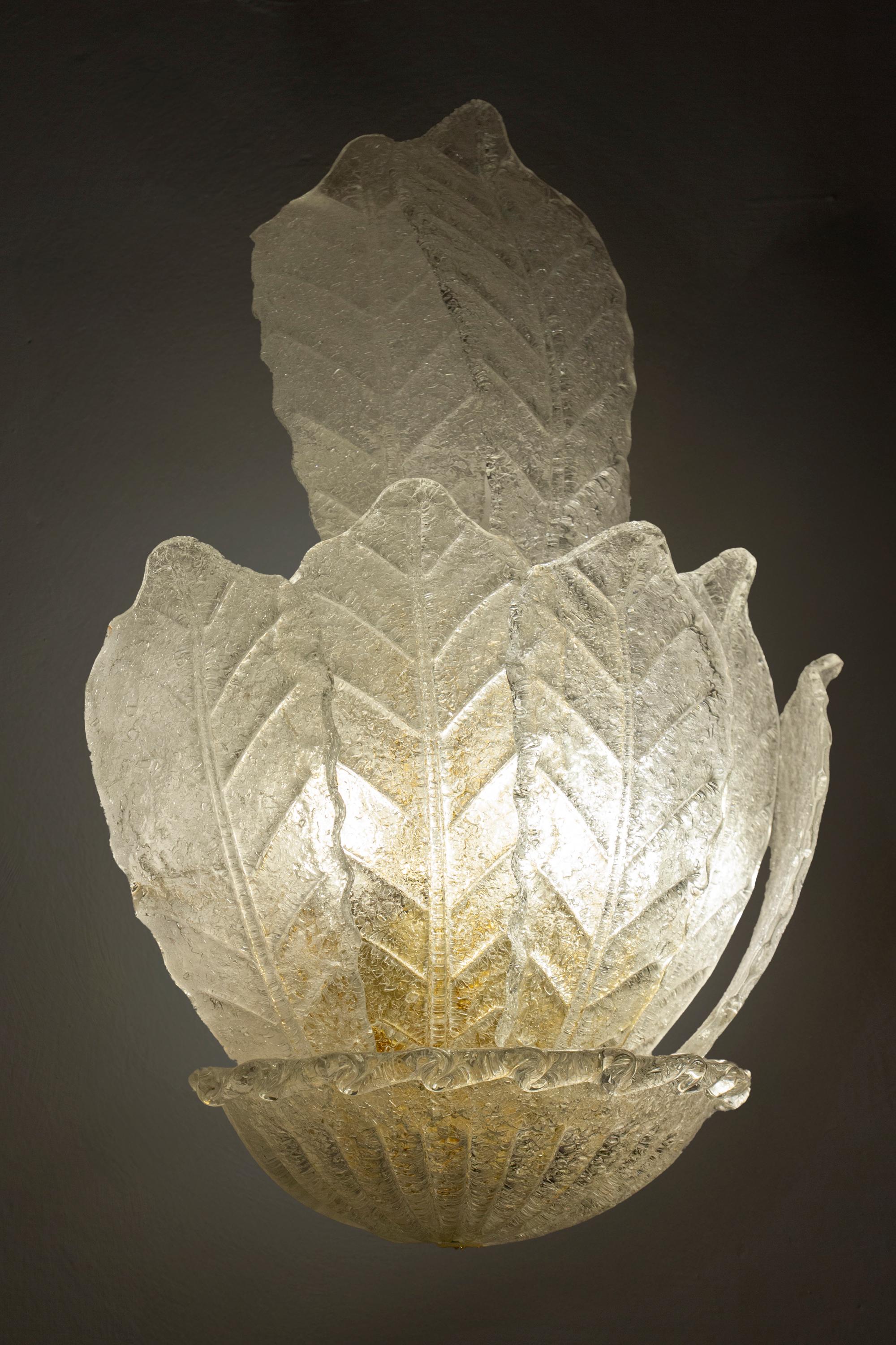 Coppia di lampade da parete Ninfea in vetro di Murano in vendita 2