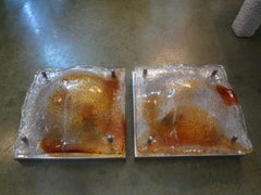 Pair of Italian Murano Glass Sconces by Mazzega