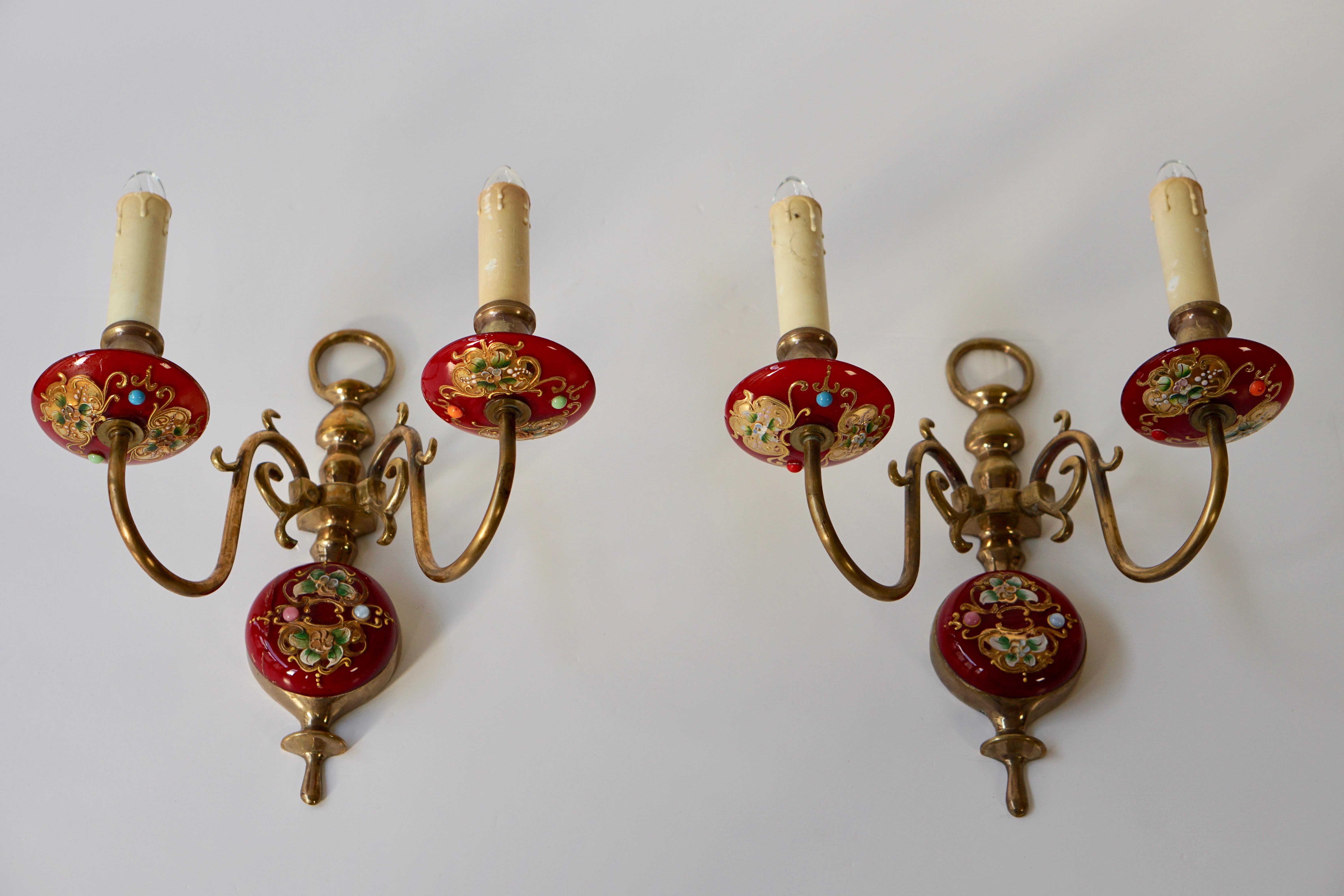 Pair of Italian Murano Glass Sconces In Good Condition For Sale In Antwerp, BE