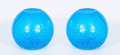 Pair of Sphere Vases in Italian Murano Blown Glass by Cenedese 1970s Italy