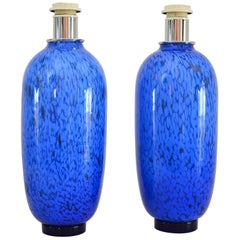 Italian Murano Glass Table Lamps with Metallic Effects, 1970s, Set of Two