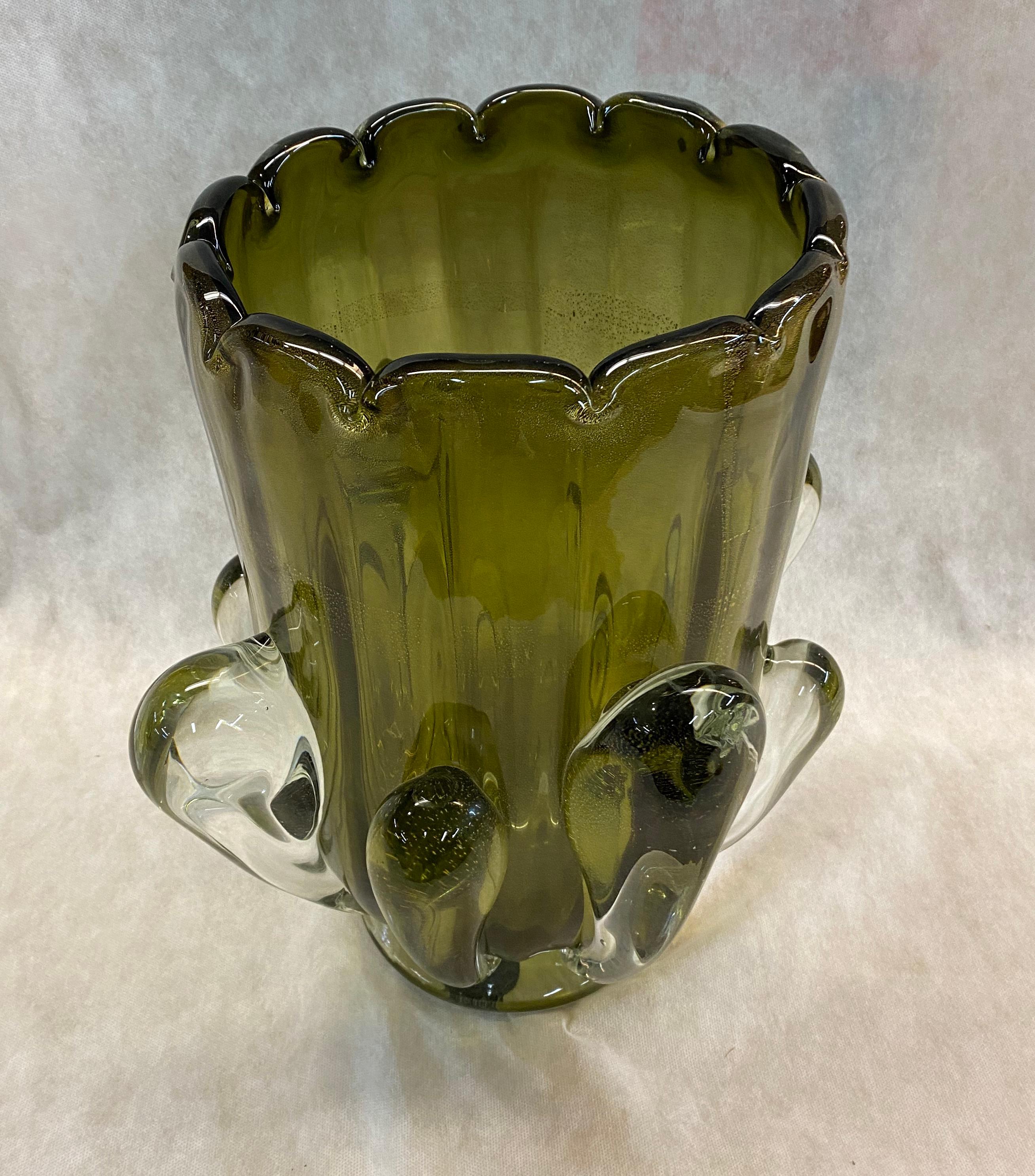 Pareja de jarrones italianos de cristal de Murano Italiano en venta