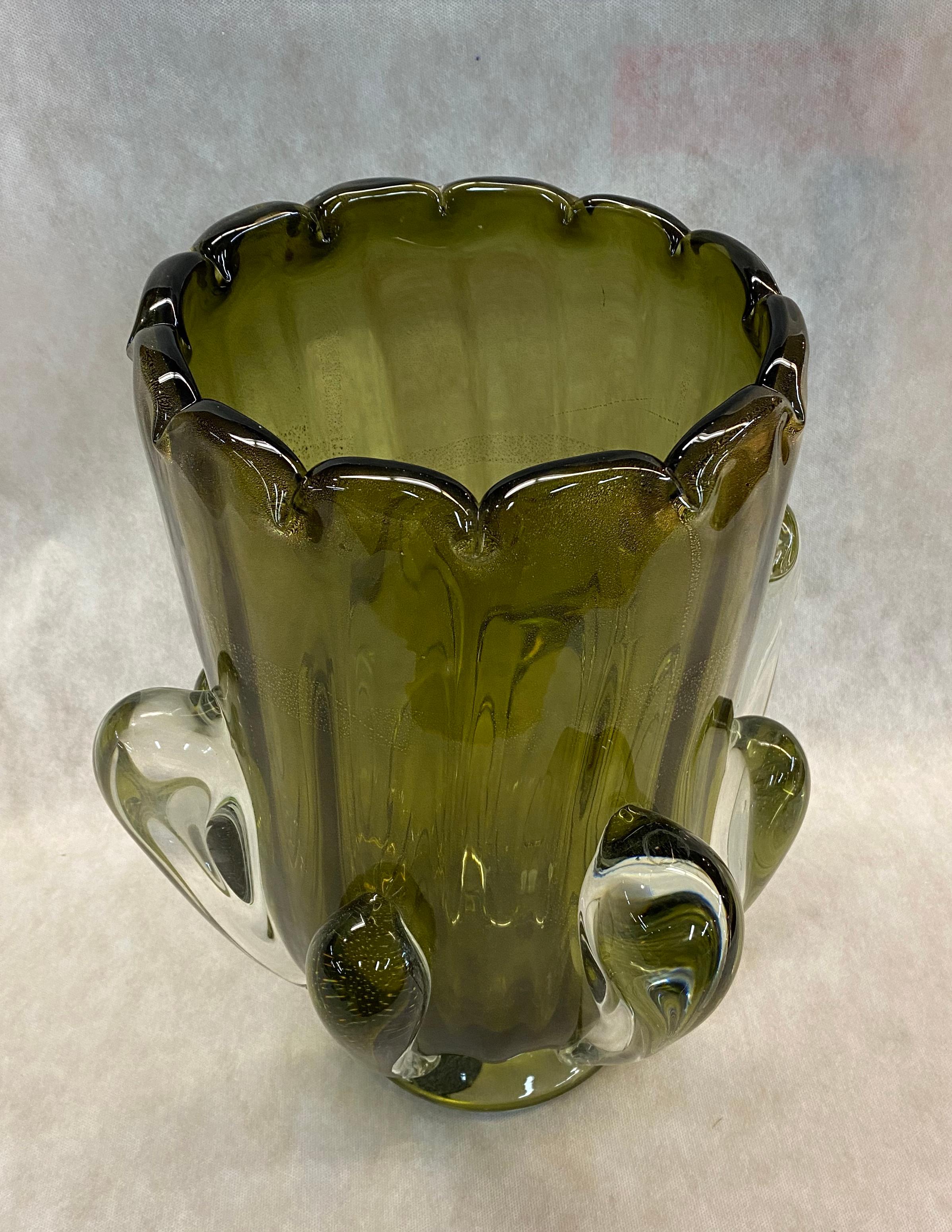 Pareja de jarrones italianos de cristal de Murano finales del siglo XX en venta