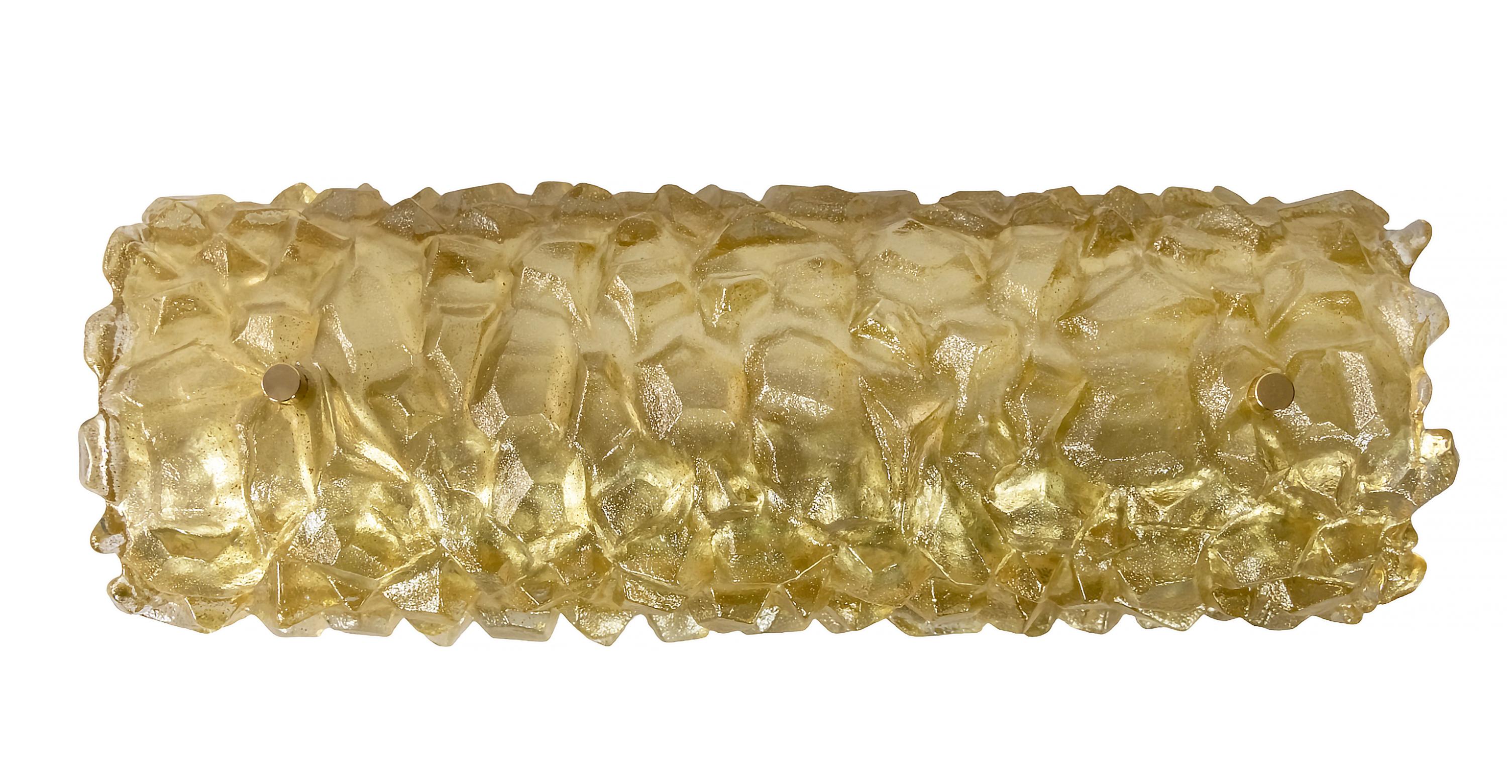 Hand-Crafted Pair of Italian Murano Glass Wall Light Sconces For Sale