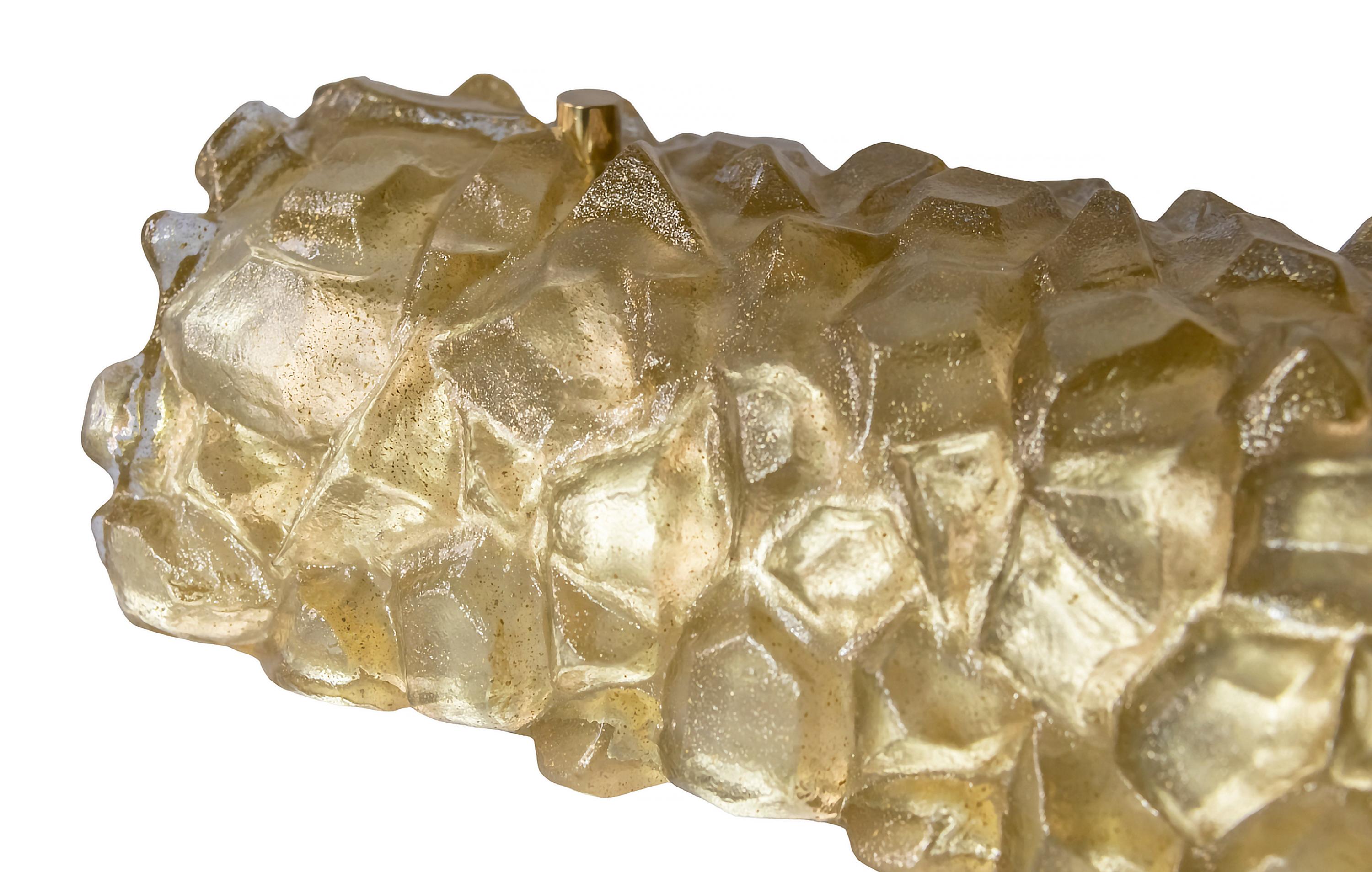 Contemporary Pair of Italian Murano Glass Wall Light Sconces For Sale