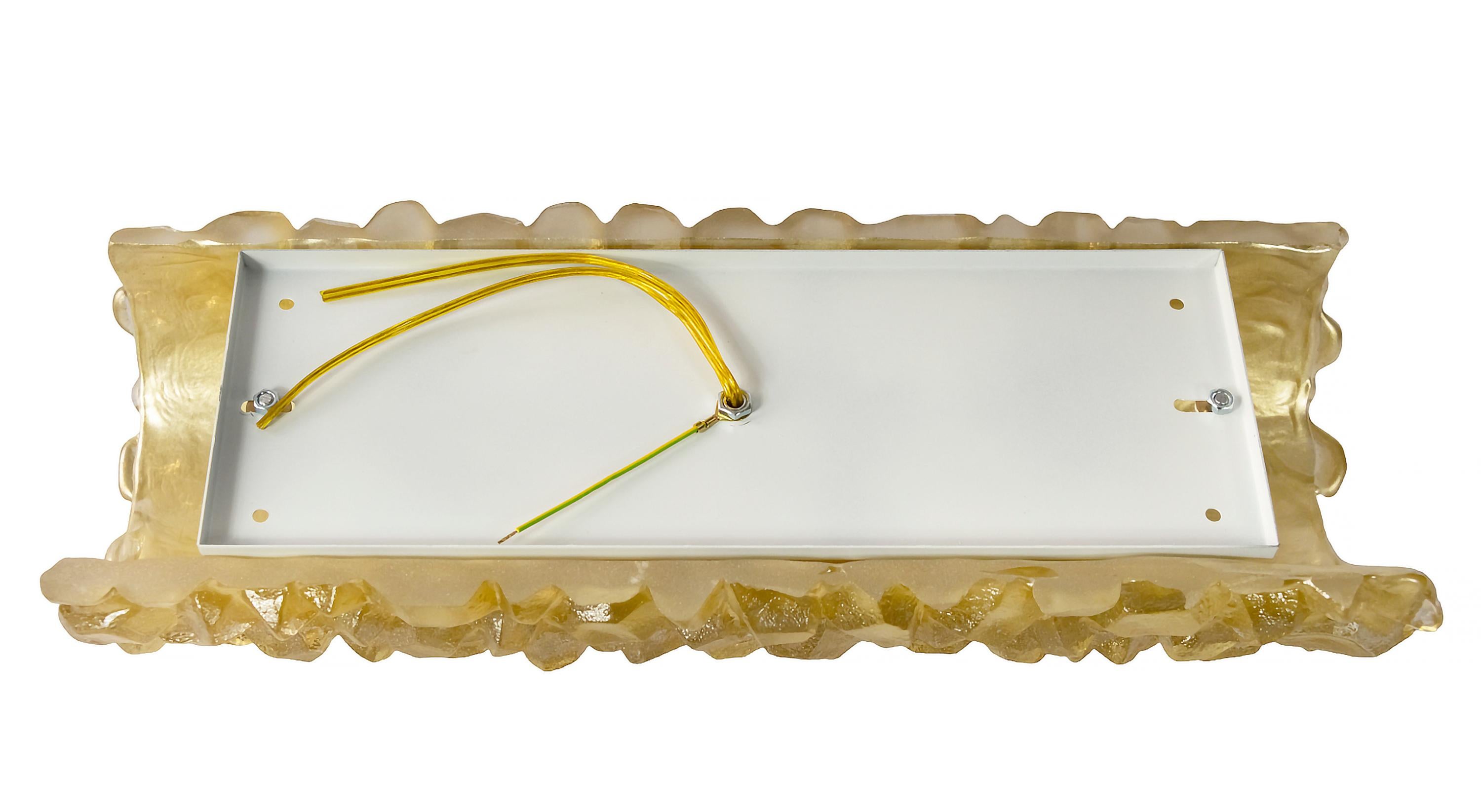 Brass Pair of Italian Murano Glass Wall Light Sconces For Sale