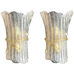 Pair of Italian Murano Glass Wall Sconces by Barovier & Toso, 1970