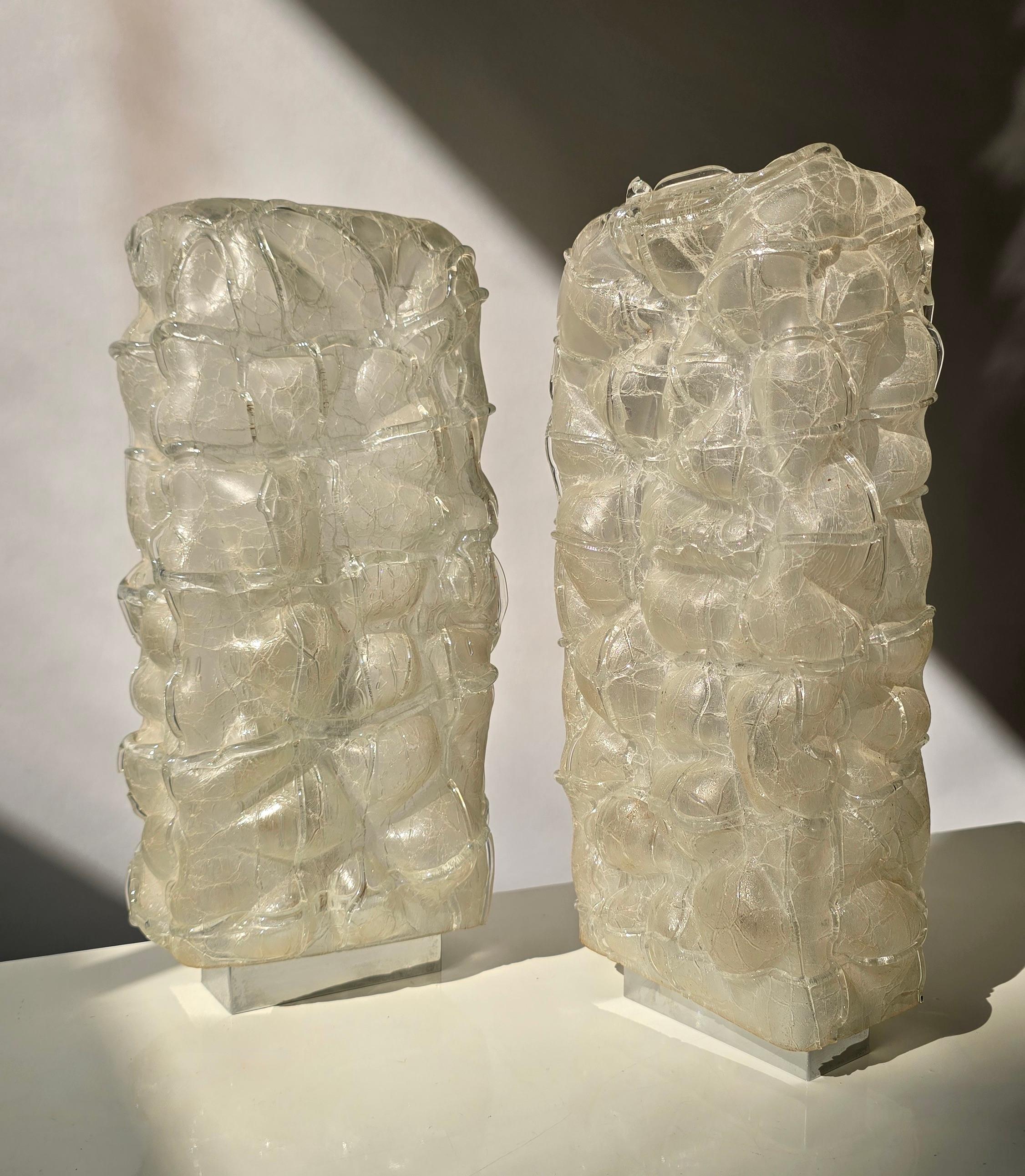 XX secolo Coppia di lampade da parete in vetro di Murano in vendita