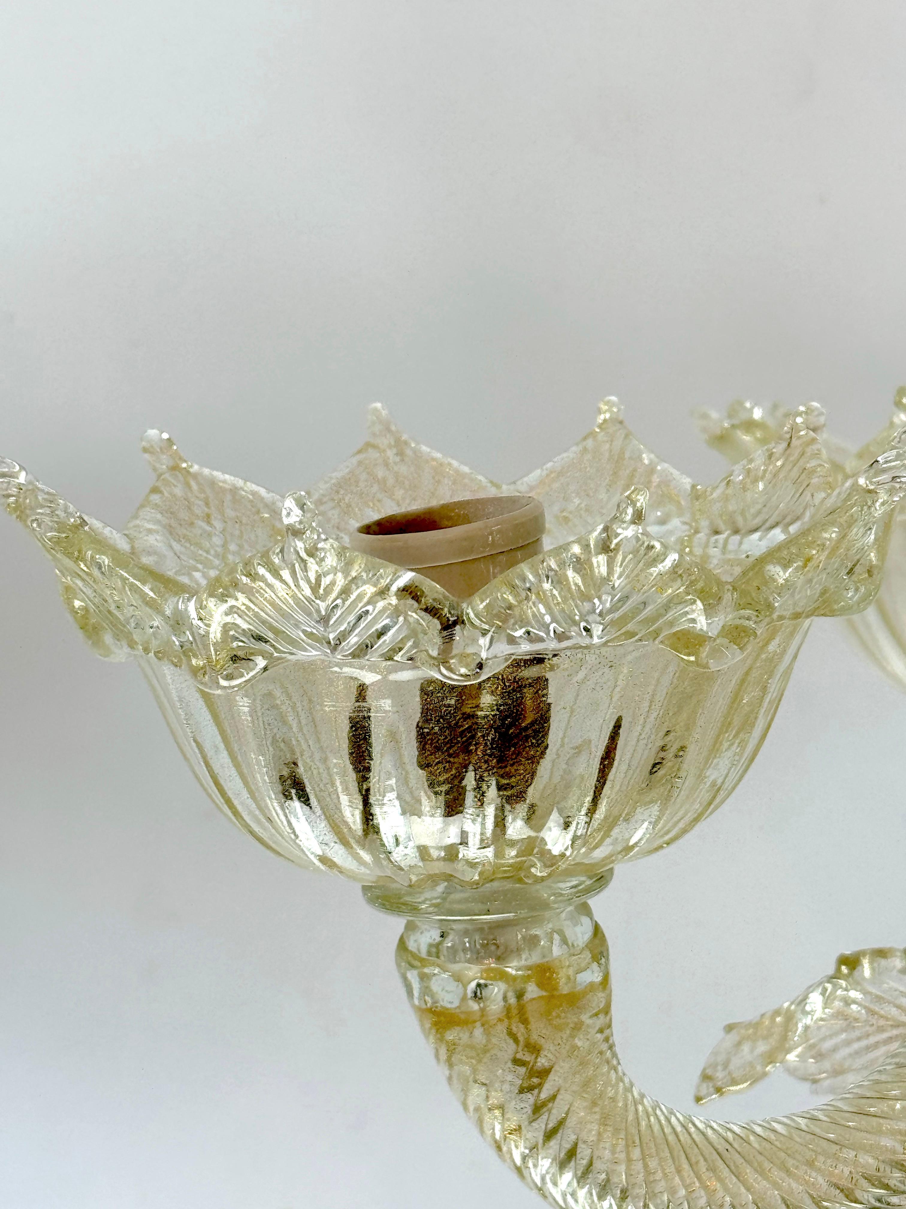Ein Paar italienische Murano-Kronleuchter mit Goldstaub aus den 50er Jahren. im Angebot 11