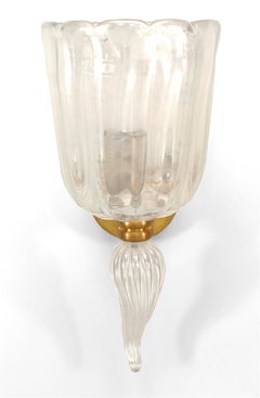 Pair of Italian Murano Iridescent Glass Wall Sconces