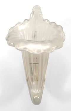 4 Italian Murano Iridescent Glass Cornucopia Wall Sconces