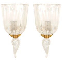 Pair of Italian Murano Iridescent Glass Wall Sconces