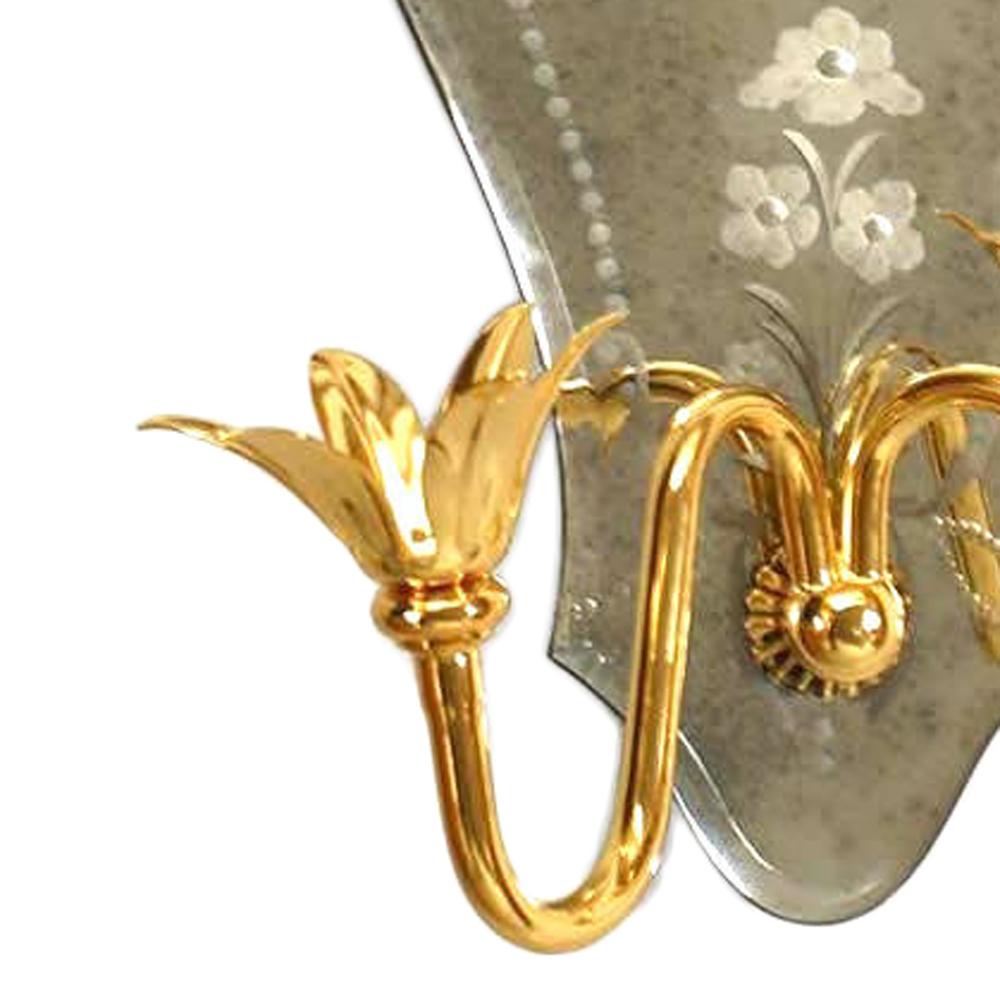20th Century Pair of Italian Murano Mirror Wall Sconces For Sale