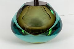 Pair Of Italian Murano Modern Sommerso Pear-Shaped Globe Lamps In Aqua