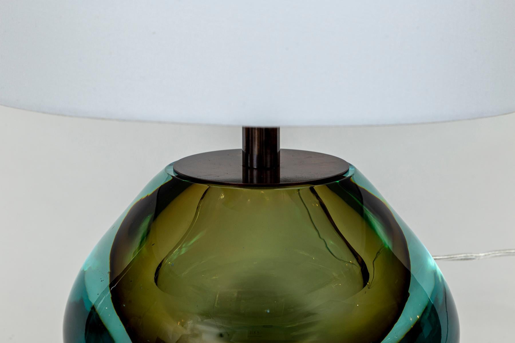 Organique Paire de lampes modernes Sommerso en forme de poire de Murano en vente