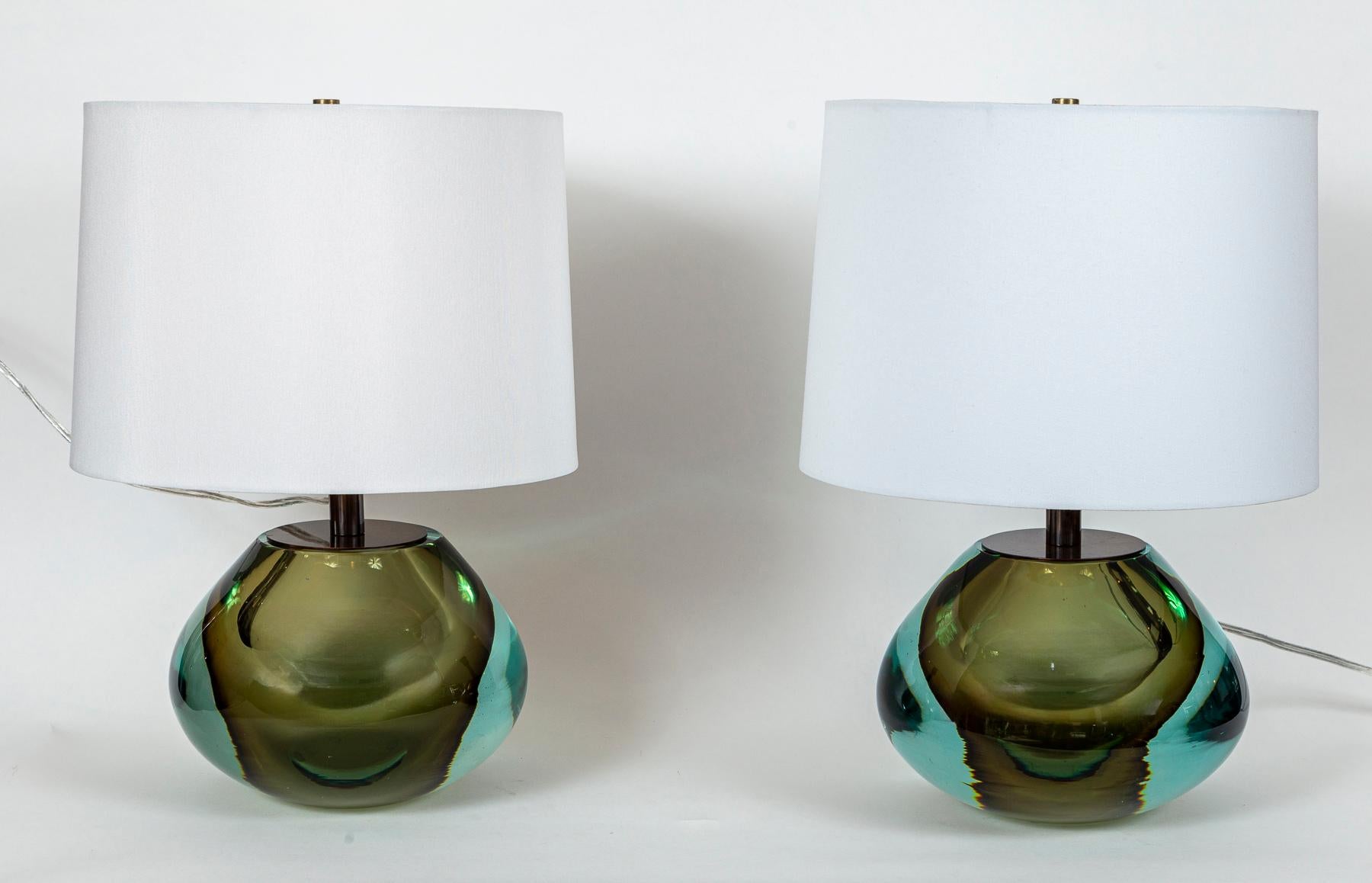 Paire de lampes modernes Sommerso en forme de poire de Murano Excellent état - En vente à Westport, CT