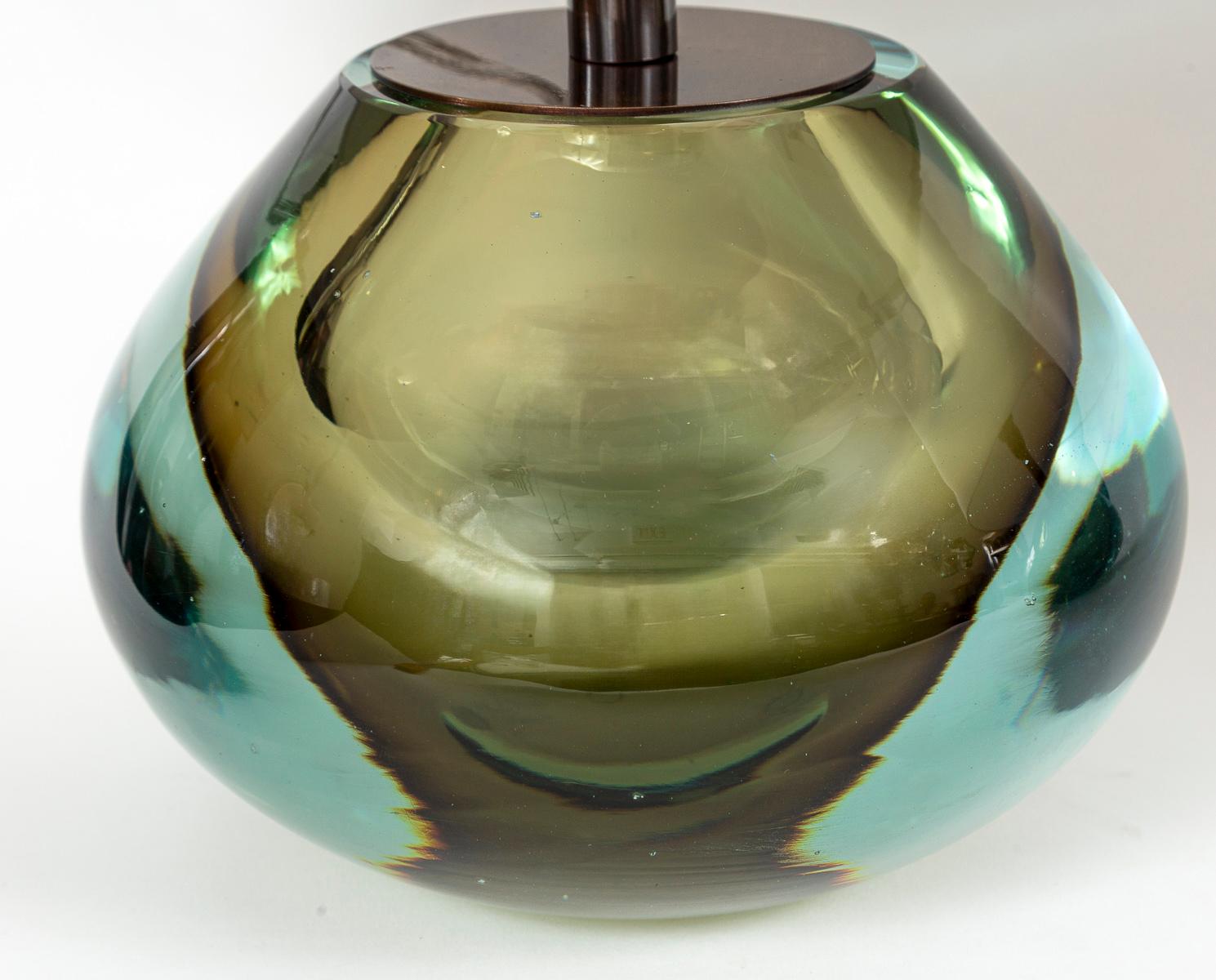 XXIe siècle et contemporain Paire de lampes modernes Sommerso en forme de poire de Murano en vente