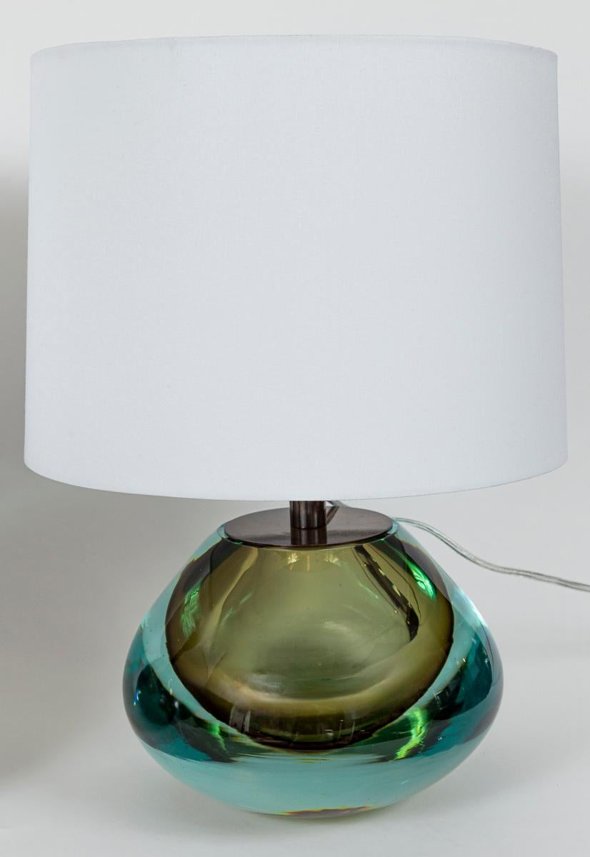 Paire de lampes modernes Sommerso en forme de poire de Murano en vente 1