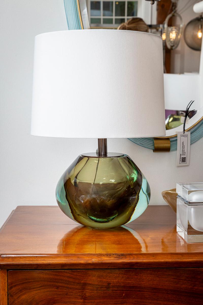 Paire de lampes modernes Sommerso en forme de poire de Murano en vente 2