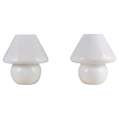 Pair of Italian Murano Mushroom Swirl Lamps
