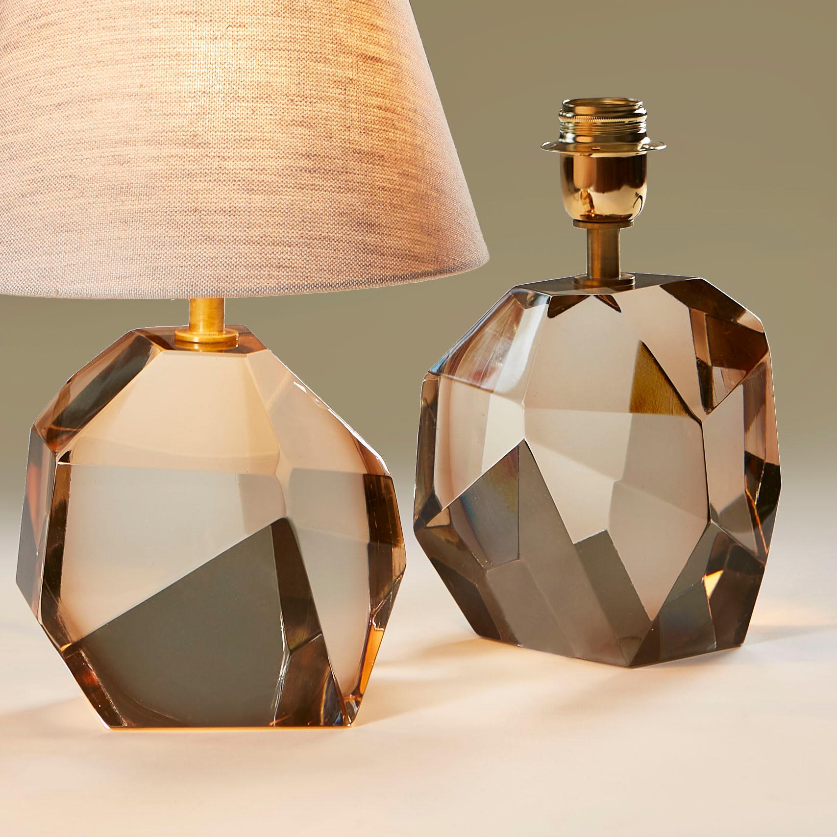 Pair of Italian Murano Pale Pink Rock Table Lamps In New Condition In London, GB