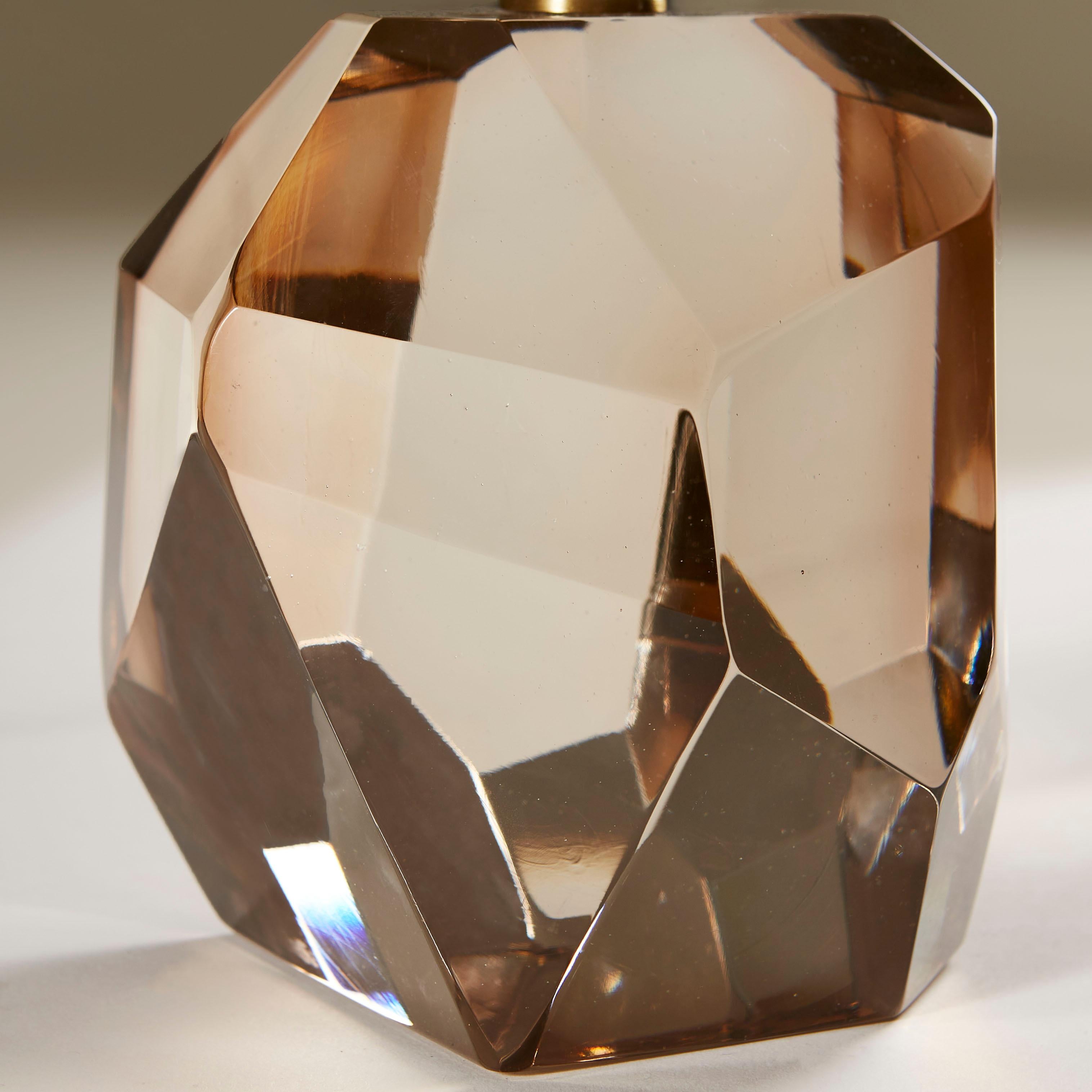 Paar italienische Murano Pale Pink Rock Jewel Tischlampen (Facettiert) im Angebot