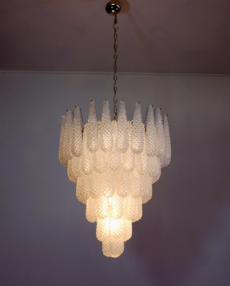 Pair of Italian Murano 75 Petals Chandeliers, Murano For Sale 2