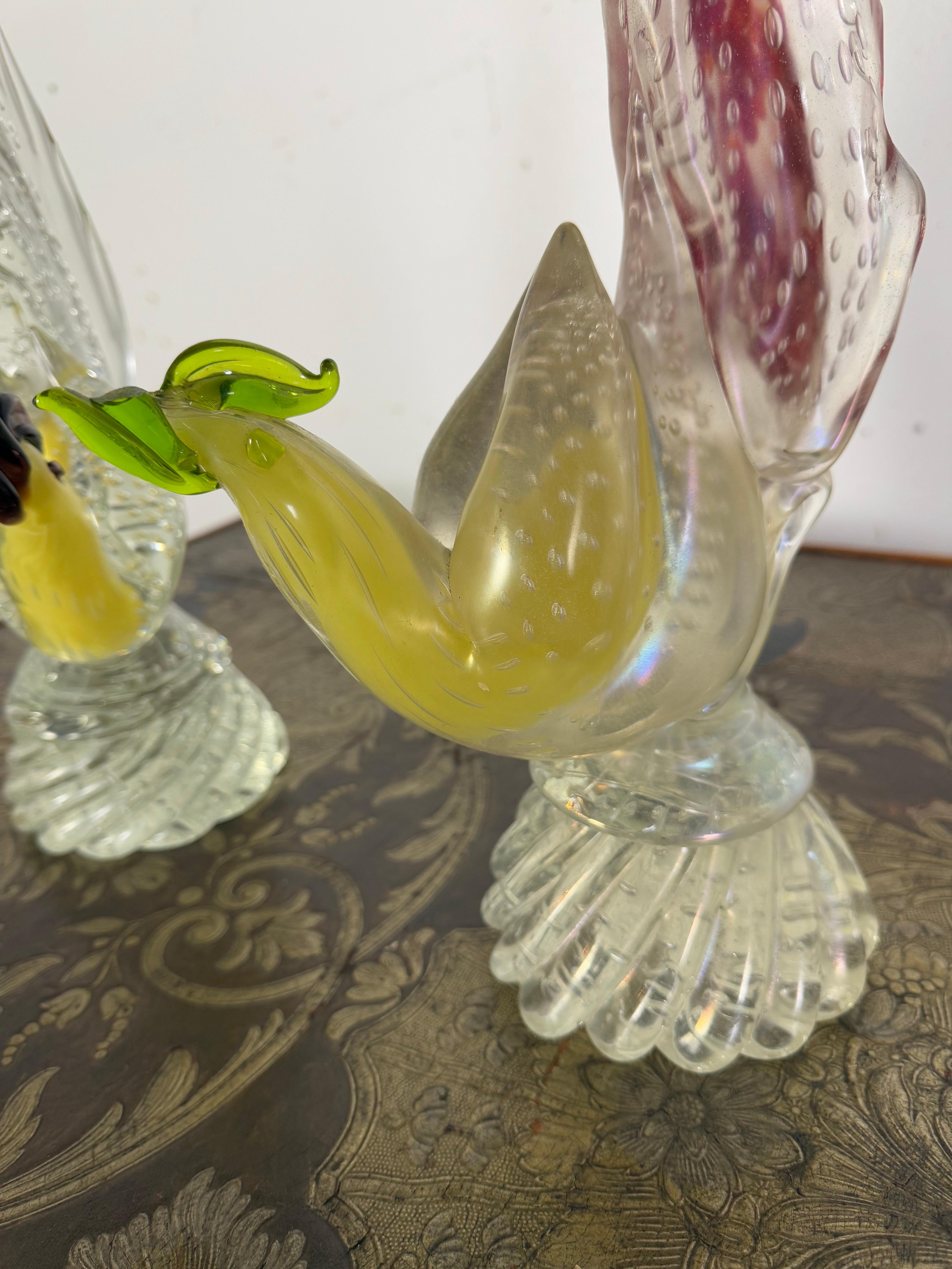 Pareja de gallos italianos de Murano C. 1930 Italiano en venta